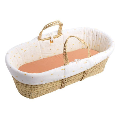 Baby Moses Basket - SAUTHON - SUNLIGHT - With mattress and cotton cover - 0-4 months - White / Terracotta