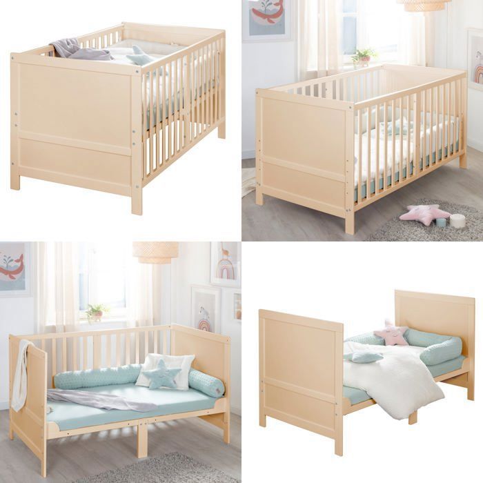 Convertible baby cot - 70 x 140 cm - ROBA - EASY SLEEP - Natural wood