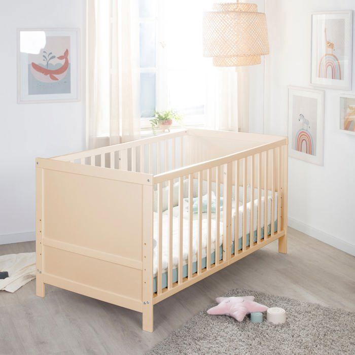 Convertible baby cot - 70 x 140 cm - ROBA - EASY SLEEP - Natural wood