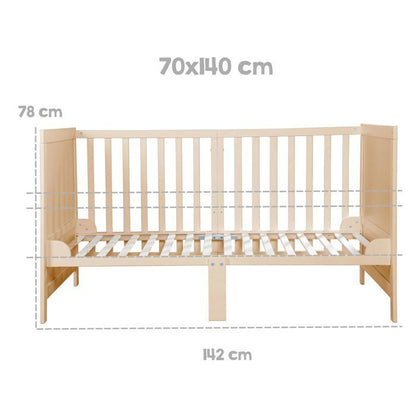 Convertible baby cot - 70 x 140 cm - ROBA - EASY SLEEP - Natural wood