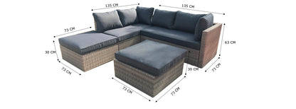 Almadia Modulo Lounge Corner Set - 4 Piece - Natural Kobo Grey