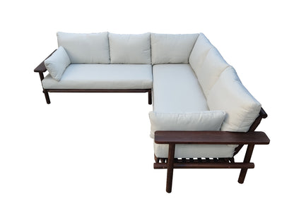Laruna loungesæt med hjørnesofa - 2 dele - akacietræ i vintage mørk teak-look