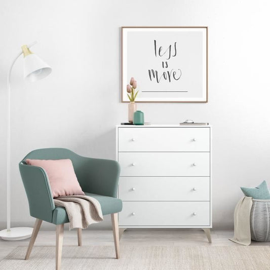 Kommode - Sweet - 4 Skuffer - Hvid - 95 x 77,5 x 40 cm