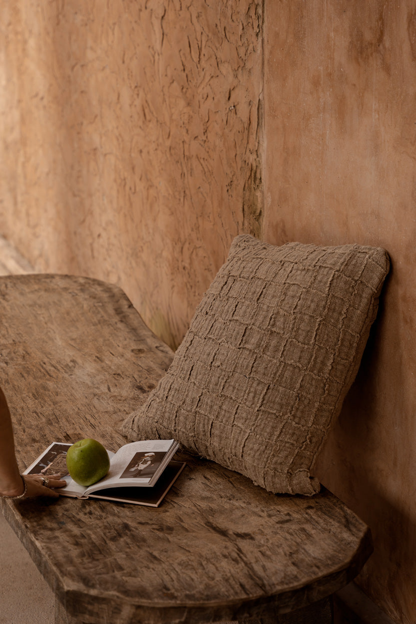 Linen Damier pudebetræk - natur