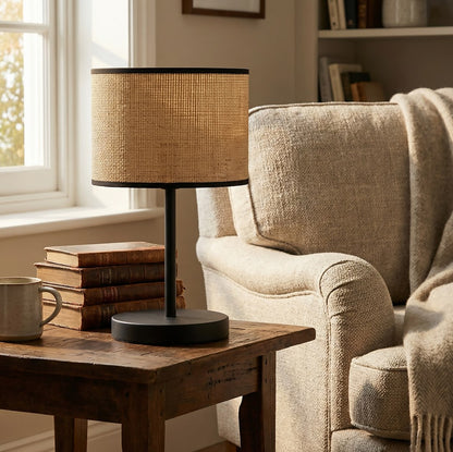 Eco table lamp black/rattan
