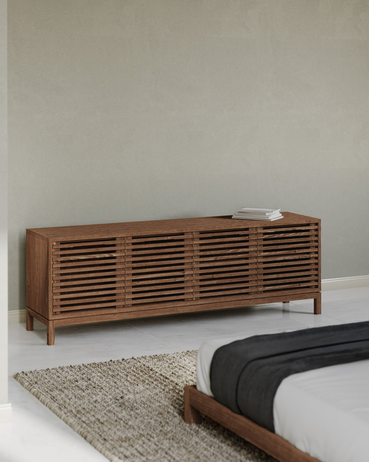 Tanner Four-Door Media Console in Ash Wood in Roux