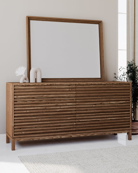 Tanner Six-Drawer Dresser in Ash Wood, Roux
