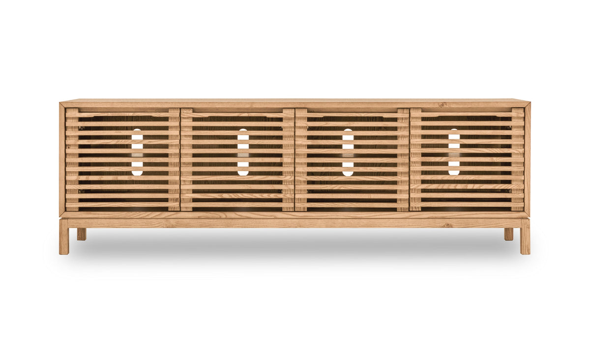 Tanner Four-Door Media Console in Flaxen Ash Wood