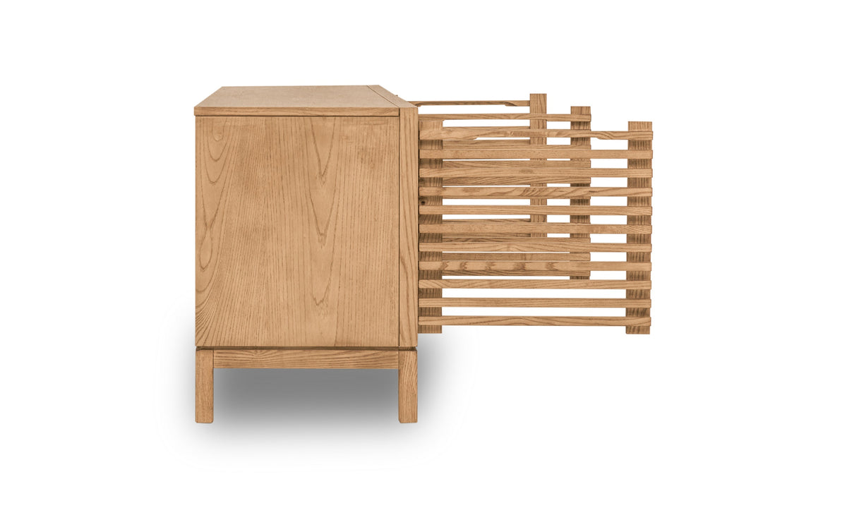 Tanner Four-Door Media Console in Flaxen Ash Wood