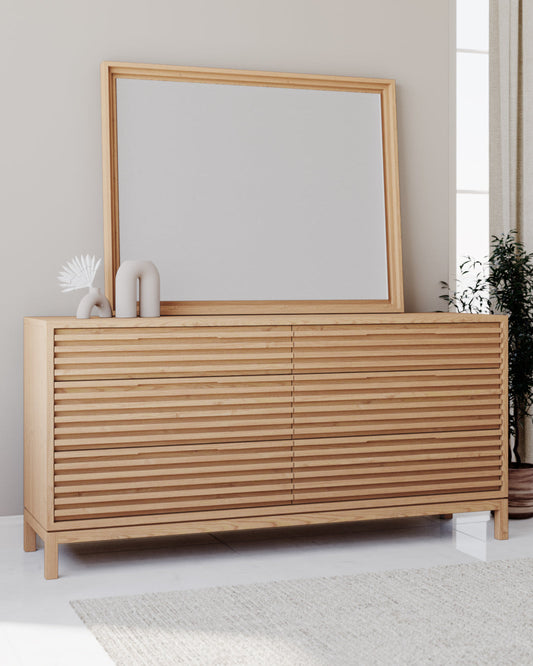 Tanner Six-Drawer Dresser in Ash Wood, Flaxen
